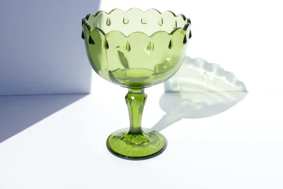 Vintage Indiana Glass Teardrop Compote, Green Teardrop Compote, Green Glass Teardrop Pattern Comp... | Etsy (CAD)