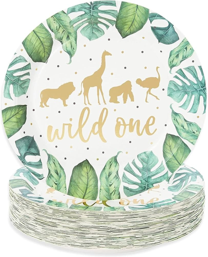 Sparkle and Bash 48 Pack Wild One Paper Plates for Safari Birthday Party (9 In) | Amazon (US)