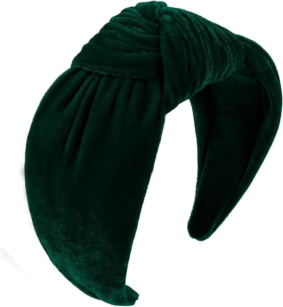 YISSION Velvet Knotted Headbands for Women Non Slip Wide Head Band Green Headband Fashion Top Kno... | Amazon (US)