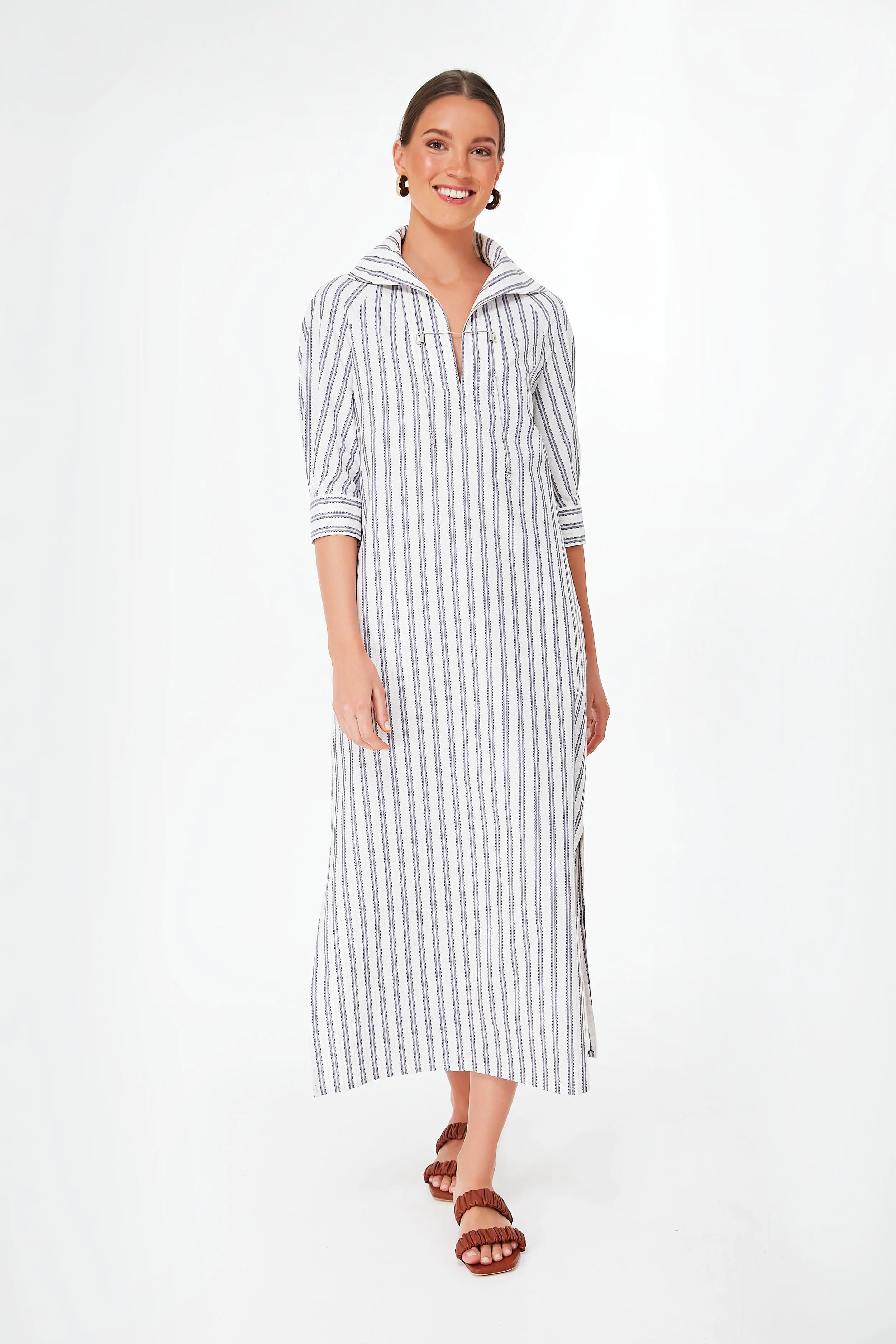 Royal Blue and Ivory Stripes Aiolos Maxi Dress | Tuckernuck (US)