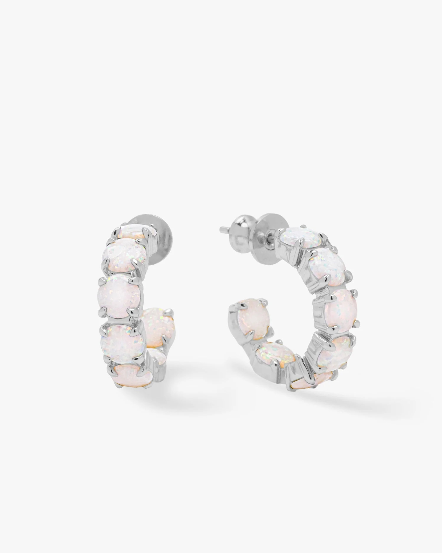 "Oh She Fancy" Hoops .75" - Silver|White Opal | Melinda Maria Jewelry