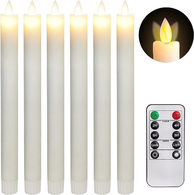 Amazon.com: Stmarry Moving Flame Taper Candles with Remote and Timer, Flameless LED Candlesticks ... | Amazon (US)