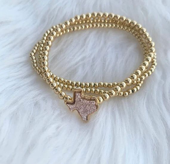 Rose gold Texas druzy golden beaded bracelets stack | Etsy (US)