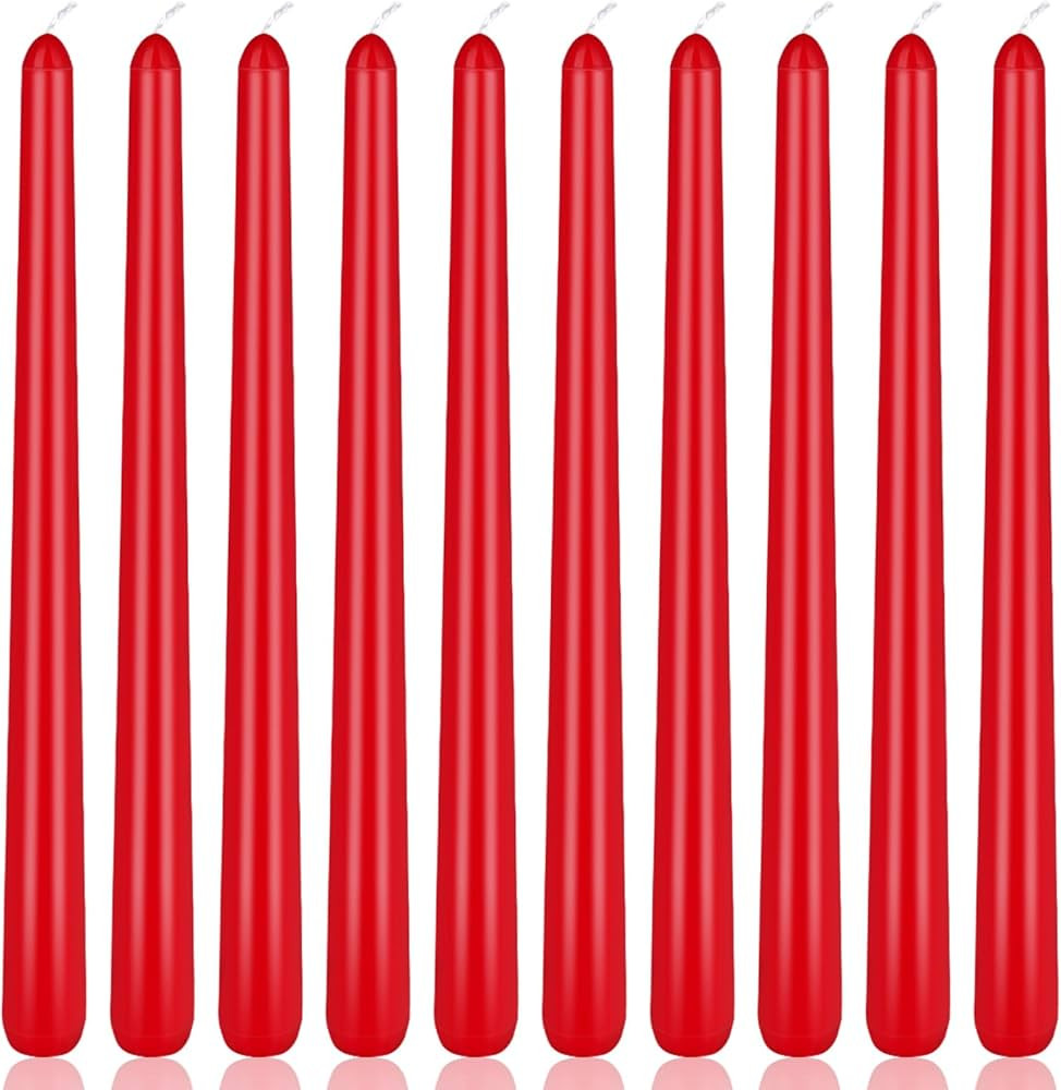 10 Inch Burgundy Taper Candles, 10 Packs Unscented Candlesticks for Dinner, Wedding, Valentine’... | Amazon (US)