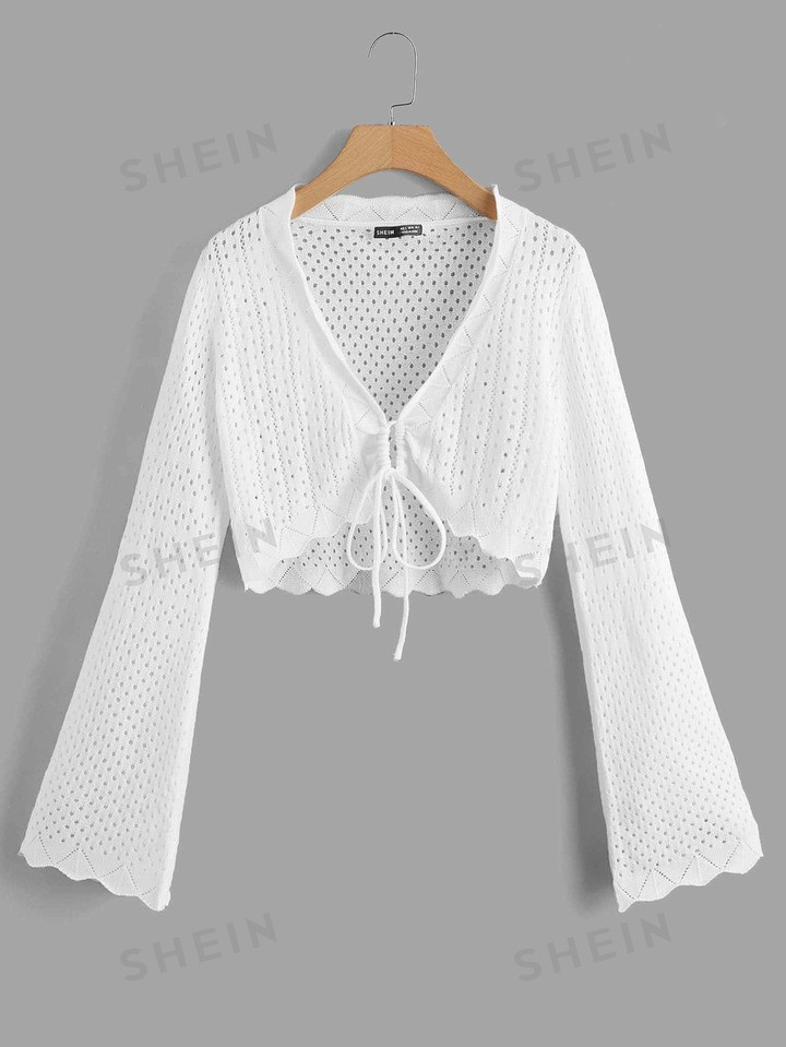 SHEIN Drawstring Front Crop Cover Up Without Tube Top | SHEIN