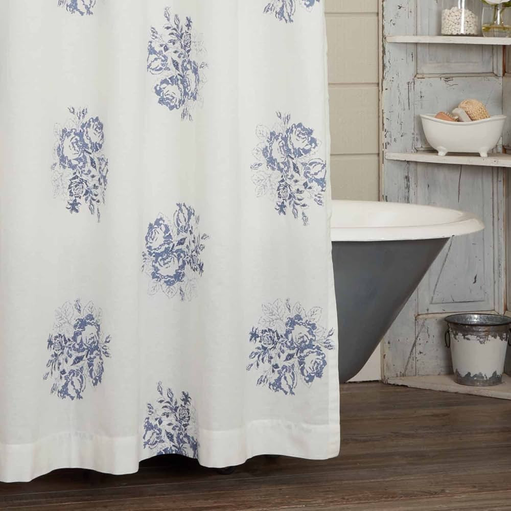 Piper Classics Lydia Blue Shower Curtain, 72" L x 72" W, Vintage Farmhouse, Cottage Style Floral ... | Amazon (US)