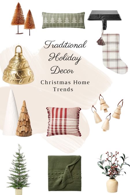Traditional Holiday decor trends. #holidaydecor #holidaytrends #christmasdecor #christmasdecorations #stockings #christmaspillows #neutralchristmas #holidaytrends 

#LTKhome #LTKHoliday #LTKSeasonal