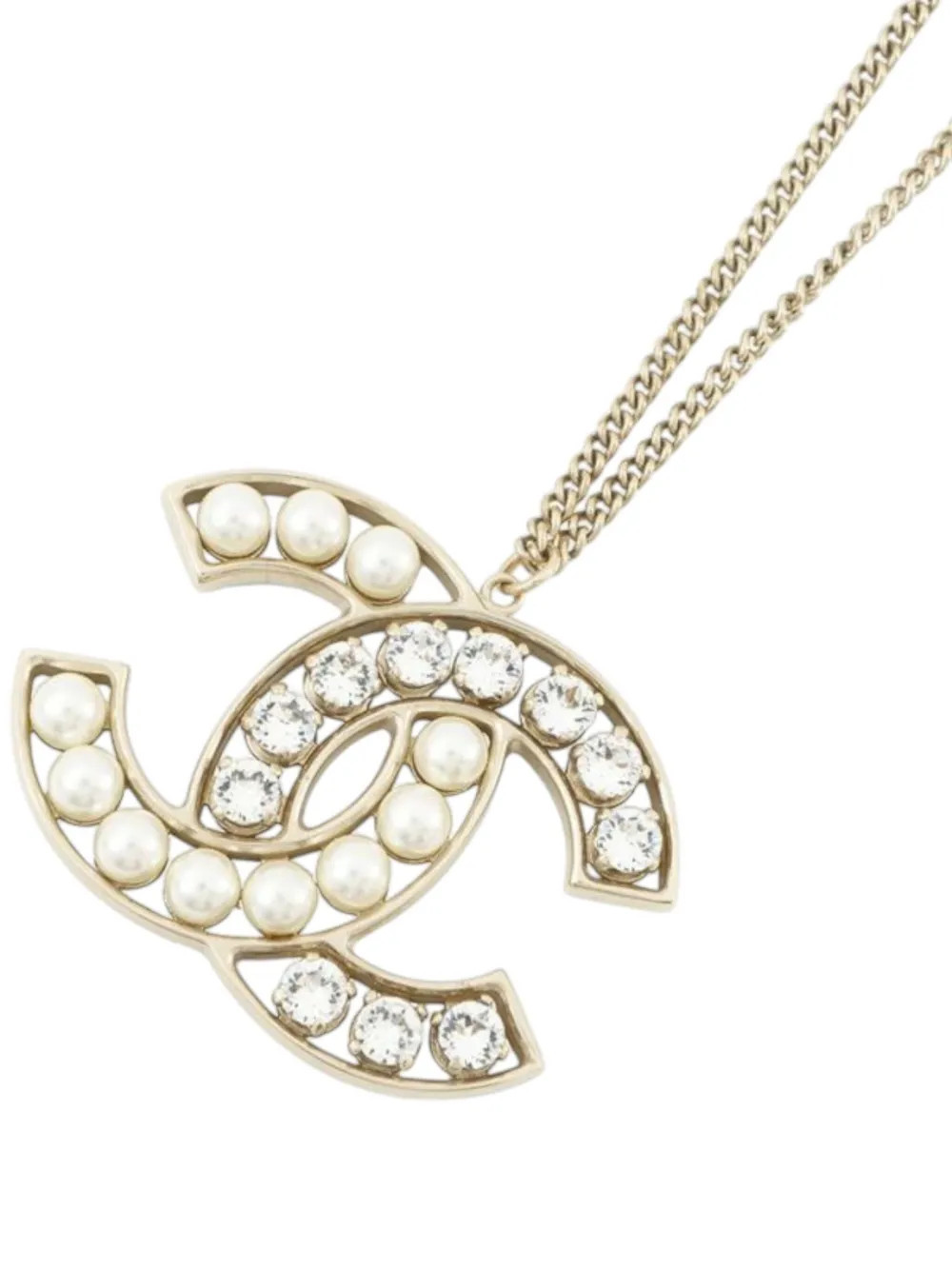 CHANEL Pre-Owned 2010-2025 Gold Plated Faux Pearls and Crystals CC Pendant Necklace costume necklace | Farfetch Global
