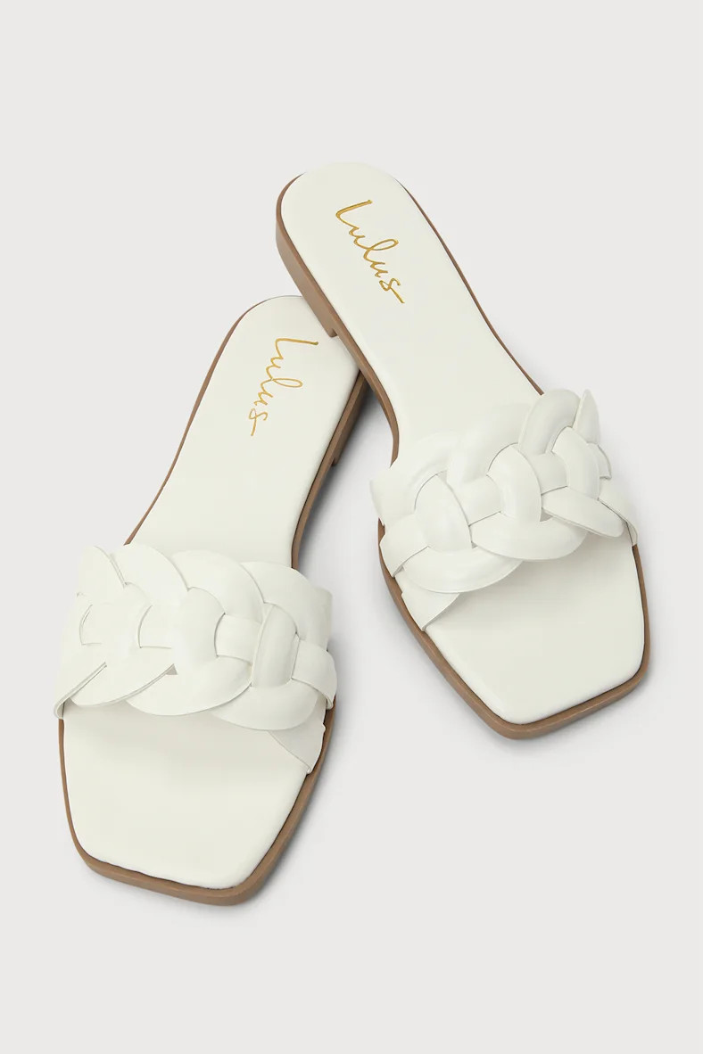 Cluely White Woven Slide Sandals | Lulus (US)