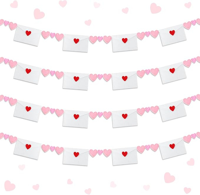 Hahafelt 6 ft Valentines Decorations Felt Love Garland Banner with Pink Heart Valentines Garland ... | Amazon (US)