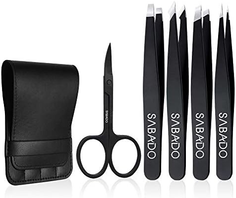 Tweezers Set 5-Piece - Professional Stainless Steel Tweezers with Curved Scissors, Best Precision Tw | Amazon (US)