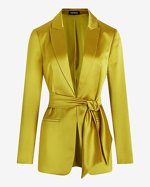 Satin Tie Waist Blazer | Express