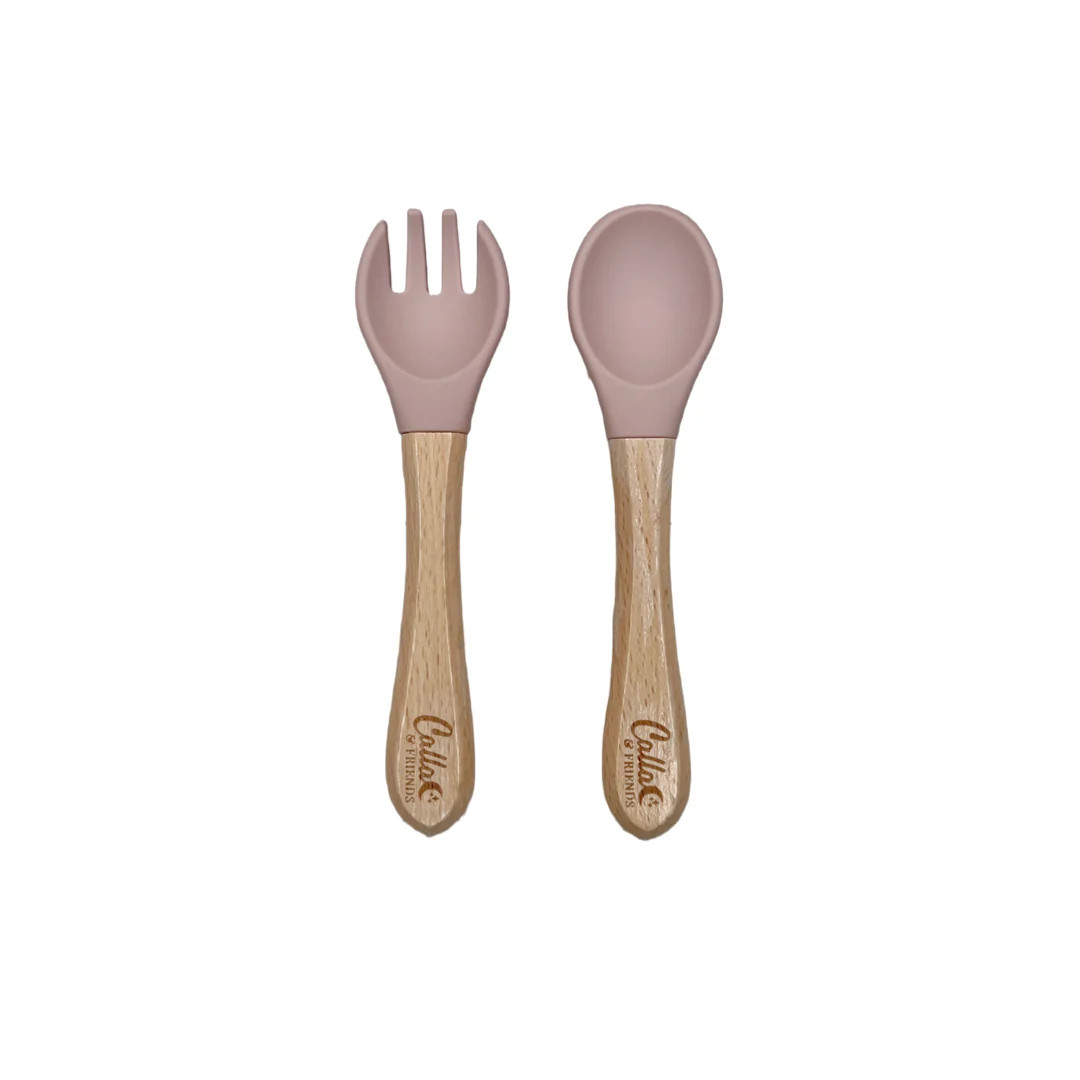 Silicone & Beechwood Toddler Utensil Set | Calla and Friends