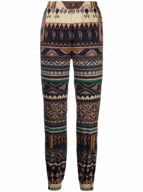 abstract-print tapered trousers | Farfetch (US)