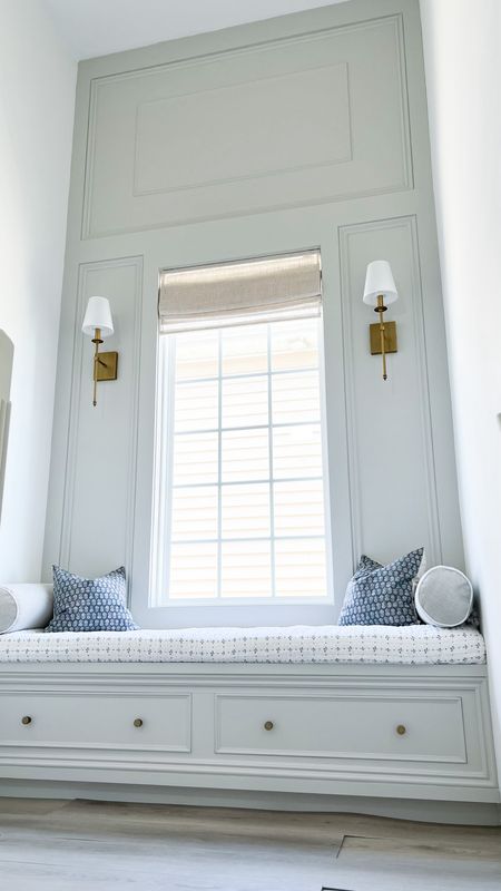 My DIY window seat / landing feature! 

I’m sharing everything here including the wood and trim I used for the moulding wall, the hardware, sconces, shade, pillows, cushion cover… 

Are you as in love with it as I am?



#LTKhome #LTKstyletip #LTKfindsunder100