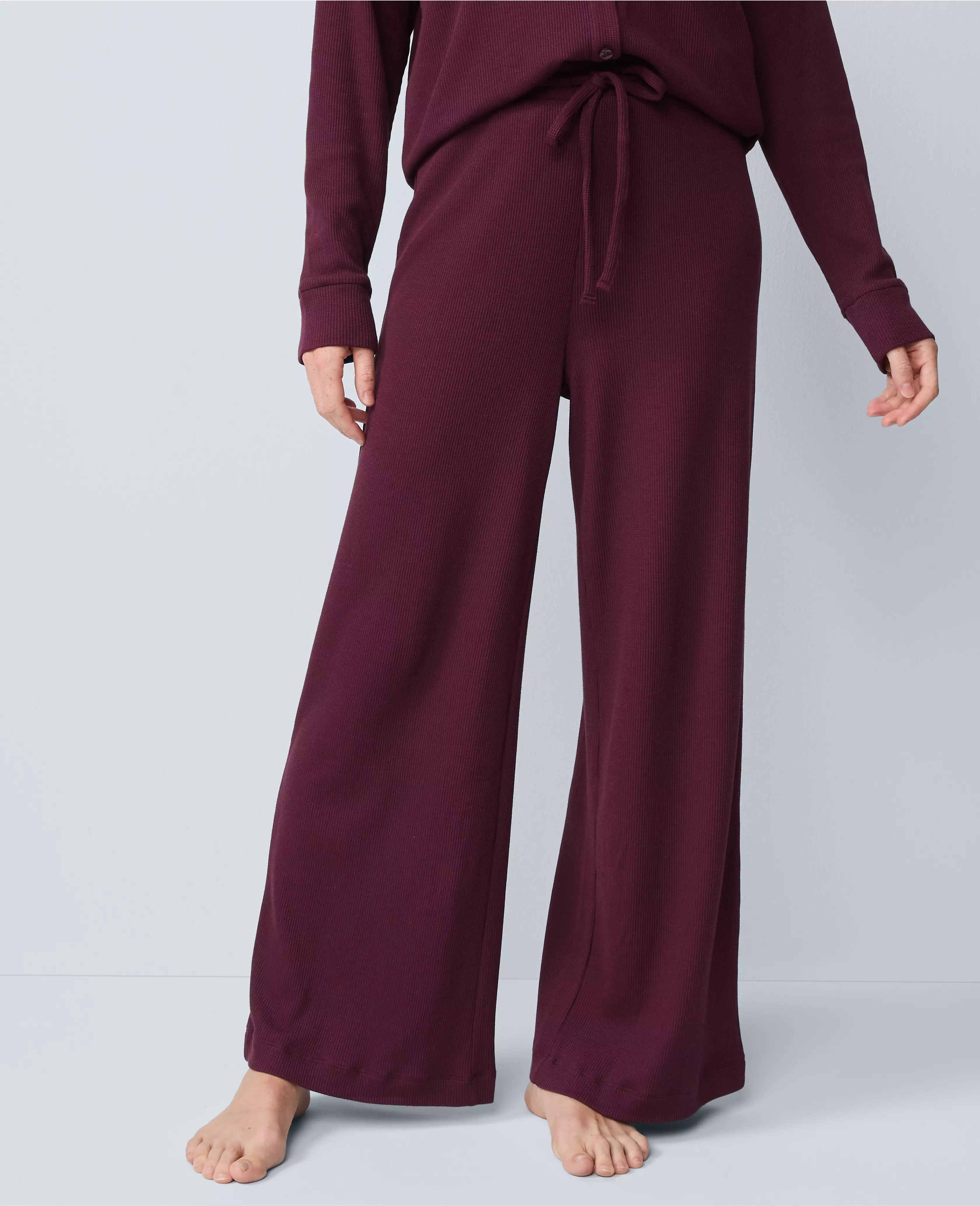Waffle Wide Leg Lounge Pants | Ann Taylor