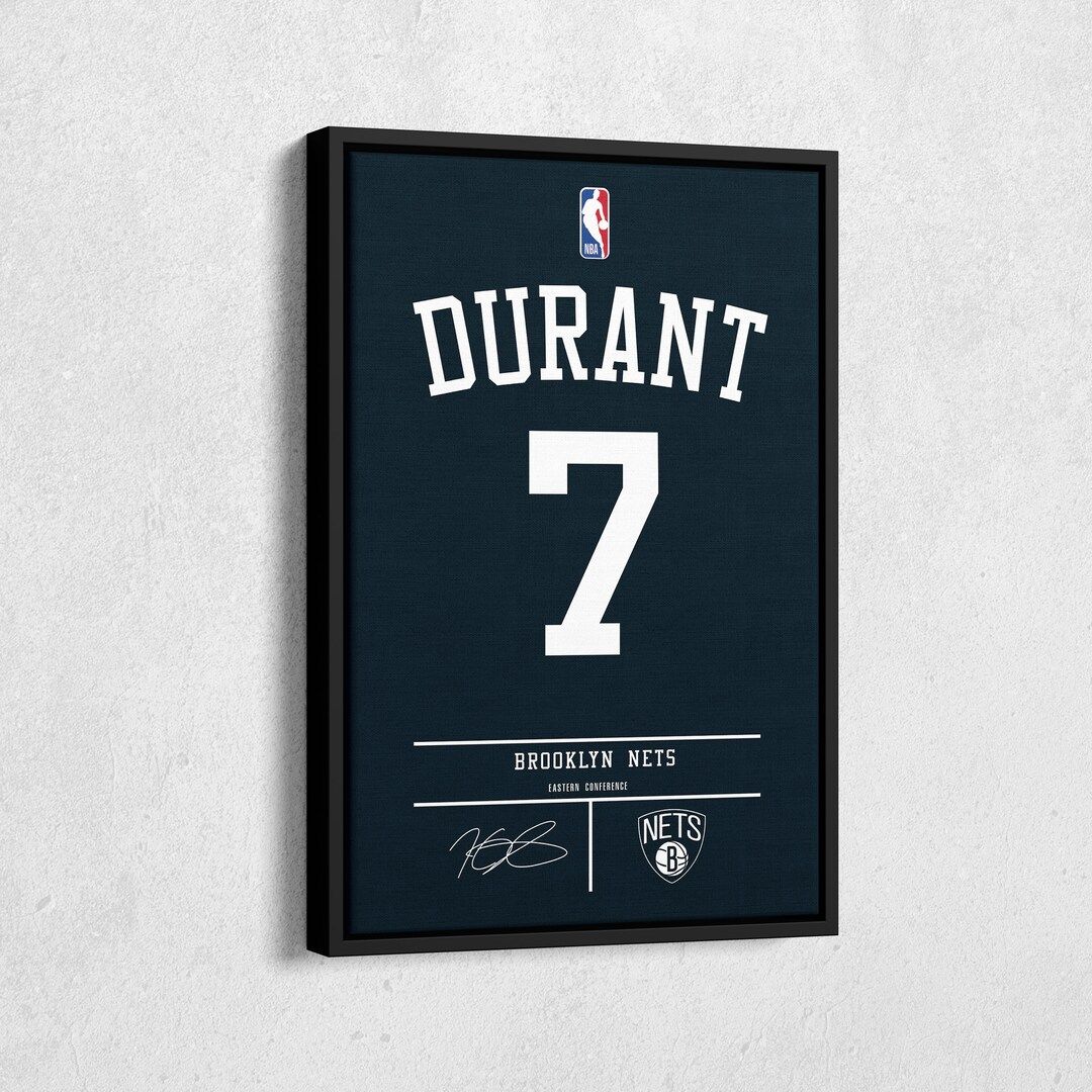 Kevin Durant Jersey Art Brooklyn Nets NBA Wall Art Home Decor Hand Made Poster Canvas Print | Etsy (US)