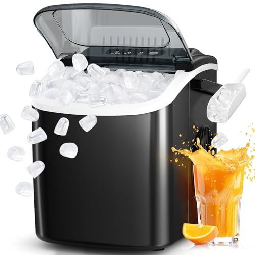Antarctic Star Ice Maker Countertop, Portable Ice Machine with Carry Handle, 26Lbs Per Day, 9 Cubes Ready in 6 Mins, Self-Cleaning Ice Makers with Ice Scoop and Basket for Kitchen/Office/Party (Black) | Amazon (US)