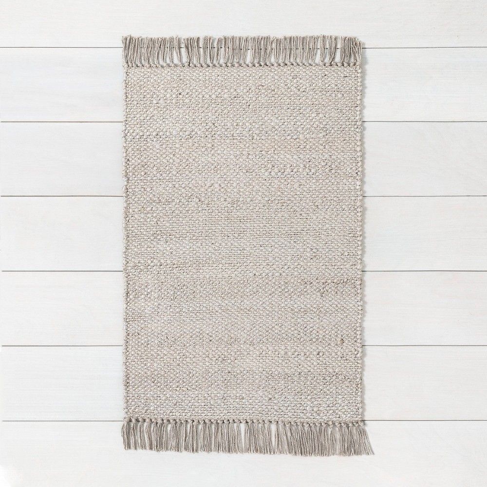 2' x 3' Bleached Jute Rug with Fringe Gray - Hearth & Hand™ with Magnolia | Target