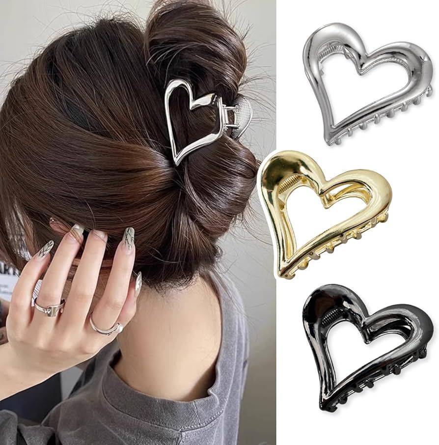 AIUPUOC Heart Hair Clips for Thin Hair for Women Valentine Hair Claw Clips French Hair Barrettes ... | Amazon (US)