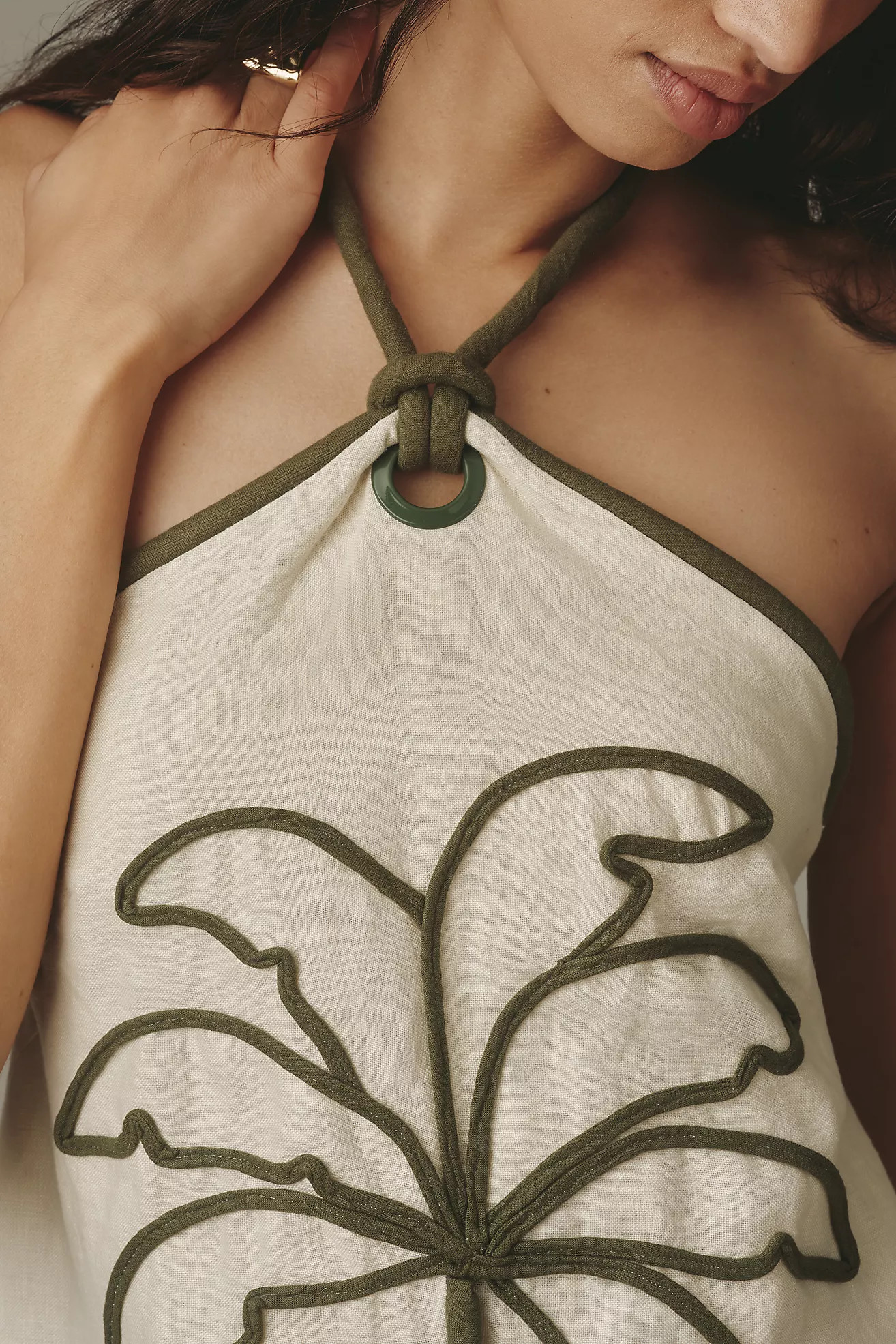 Farm Rio Coconut Halter Linen Mini Dress | Anthropologie (US)