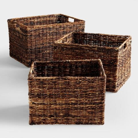 Madras Dark Brown Abaca Utility Basket | World Market