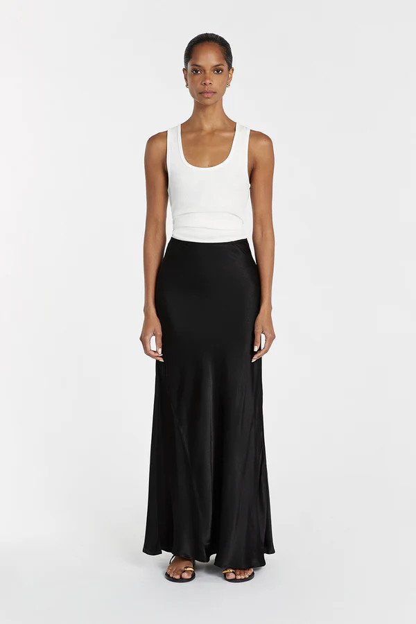CHARLI BLACK SATIN MAXI SKIRT | DISSH