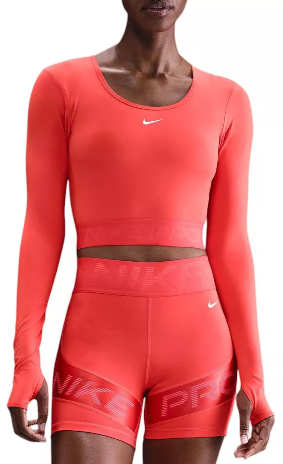 Nike Women's Pro Dri-FIT Cropped Long-Sleeve Top, XS, Lt Crimson/Mineral | DICK'S Sporting Goods