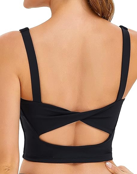 Runhit Longline Sports Bra - Padded Sports Bra for Women Open Back Workout Yoga Cropped Tank Top wit | Amazon (US)