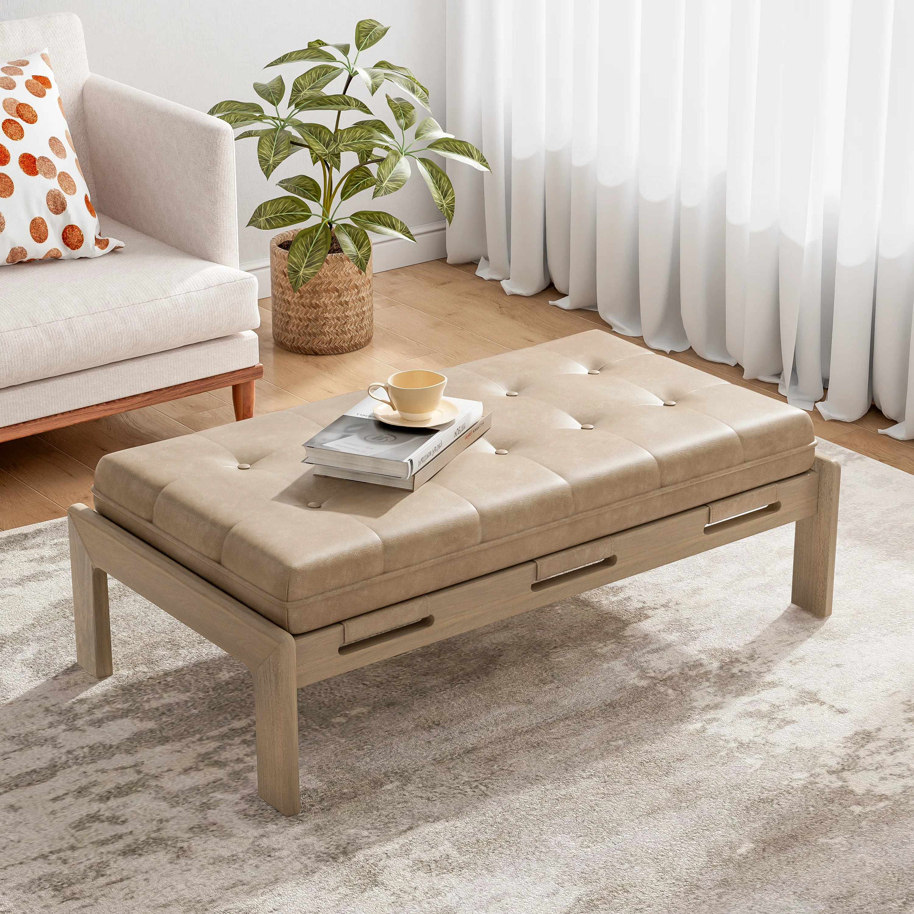 Ebern Designs Izaic 48.4" Rectangle Tufted Upholstered Cocktail Ottoman & Reviews | Wayfair | Wayfair North America