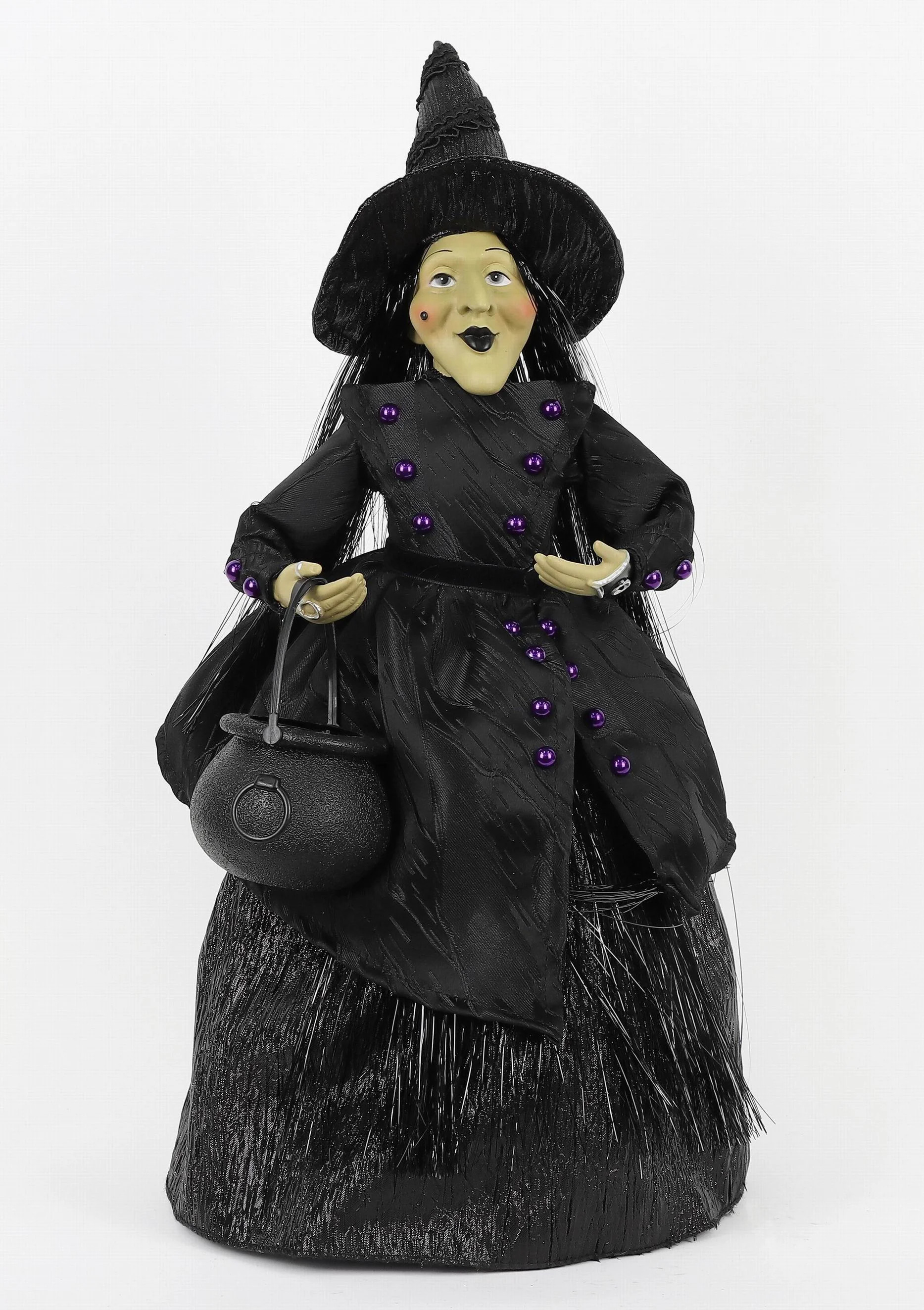 Witch with Cauldron Tabletop Decor, Black, 15", Halloween by Way To Celebrate | Walmart (US)