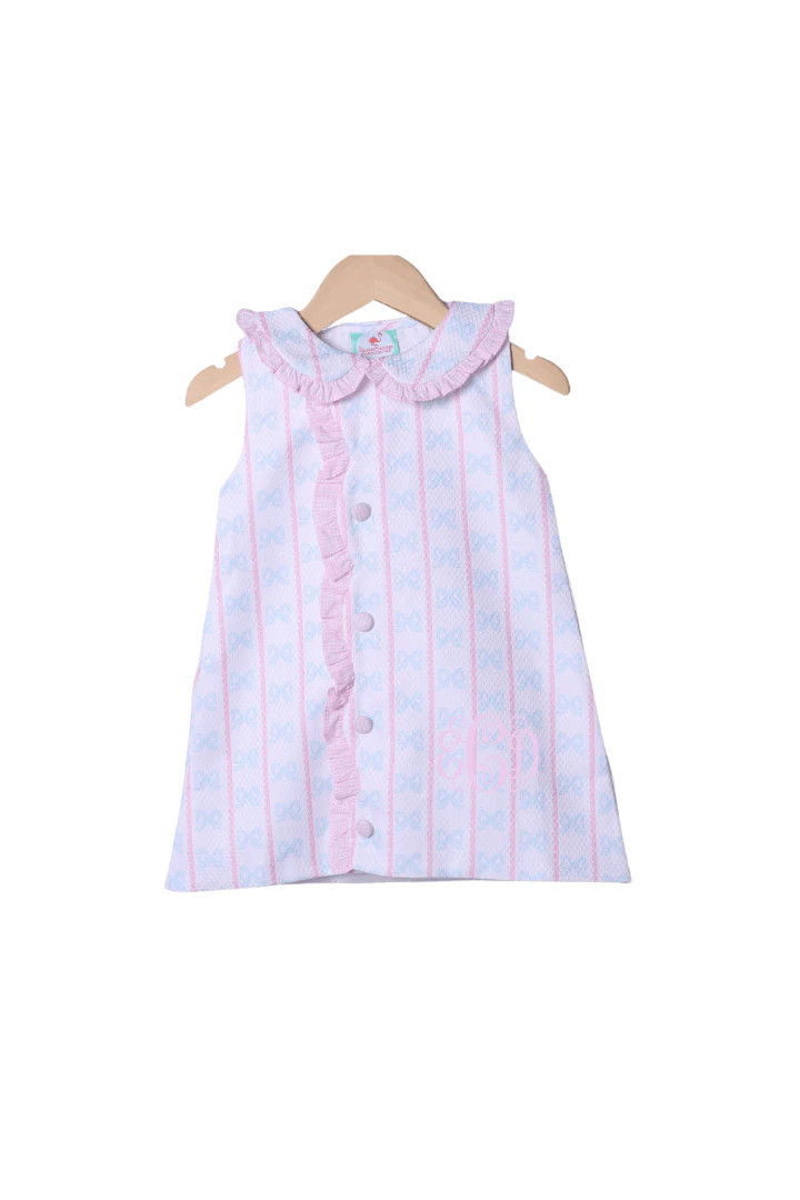 Sweet Scalloped Bow Honeycomb Ruffle Dress | The Smocked Flamingo