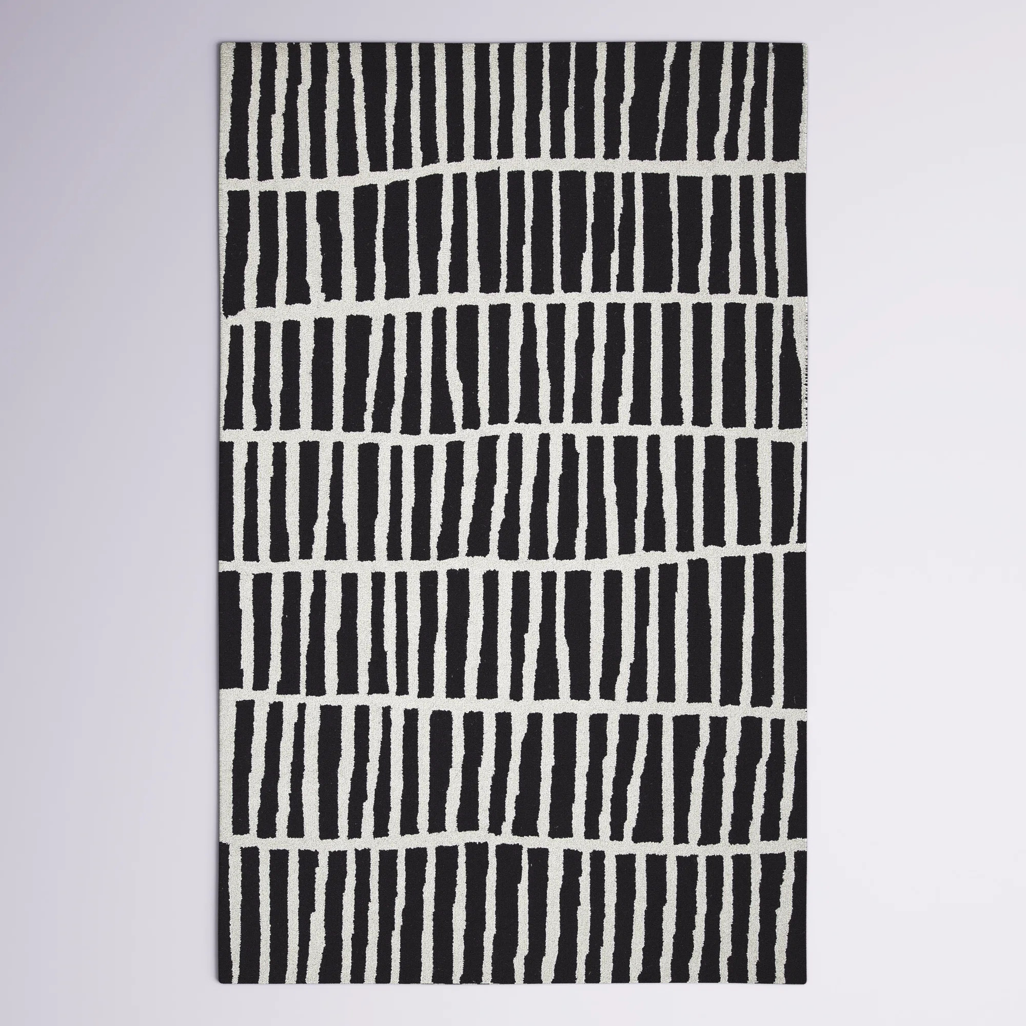 Odalis Geometric Handmade Wool Black/Ivory Cream Rug | Wayfair North America