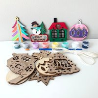 Sale - Assorted Ornament Painting Kit, Christmas Craft, Diy Stocking Stuffer, Party Craft, Wood Ornaments, Paint Event | Etsy (US)