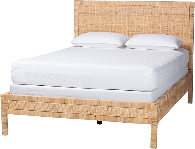 Bali & pari Kalimantan Natural Rattan Bed - Coastal Boho Style Bed Frame with Woven Detailing, Qu... | Amazon (US)