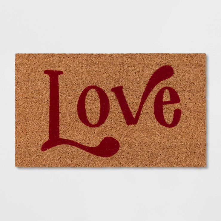 1'6"x2'6" Flocked 'Love' Coir Doormat Natural - Threshold™ | Target