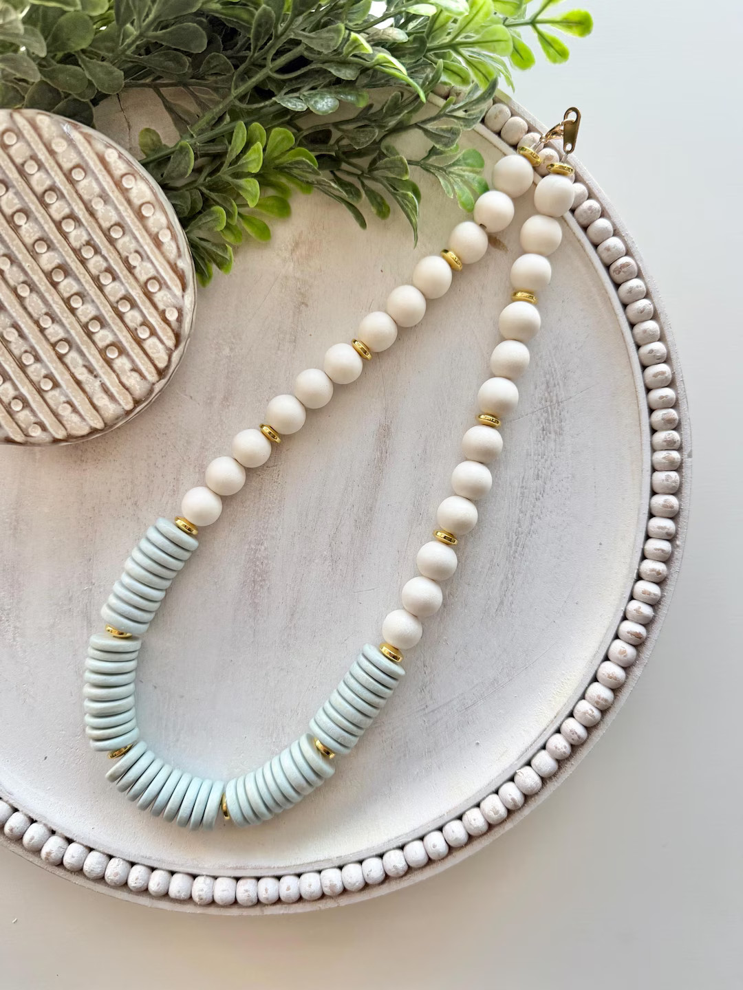 Carolina Blue Necklace, Light Blue Beaded Necklace, Game Day Necklace for UNC, Graduation Gift fo... | Etsy (US)