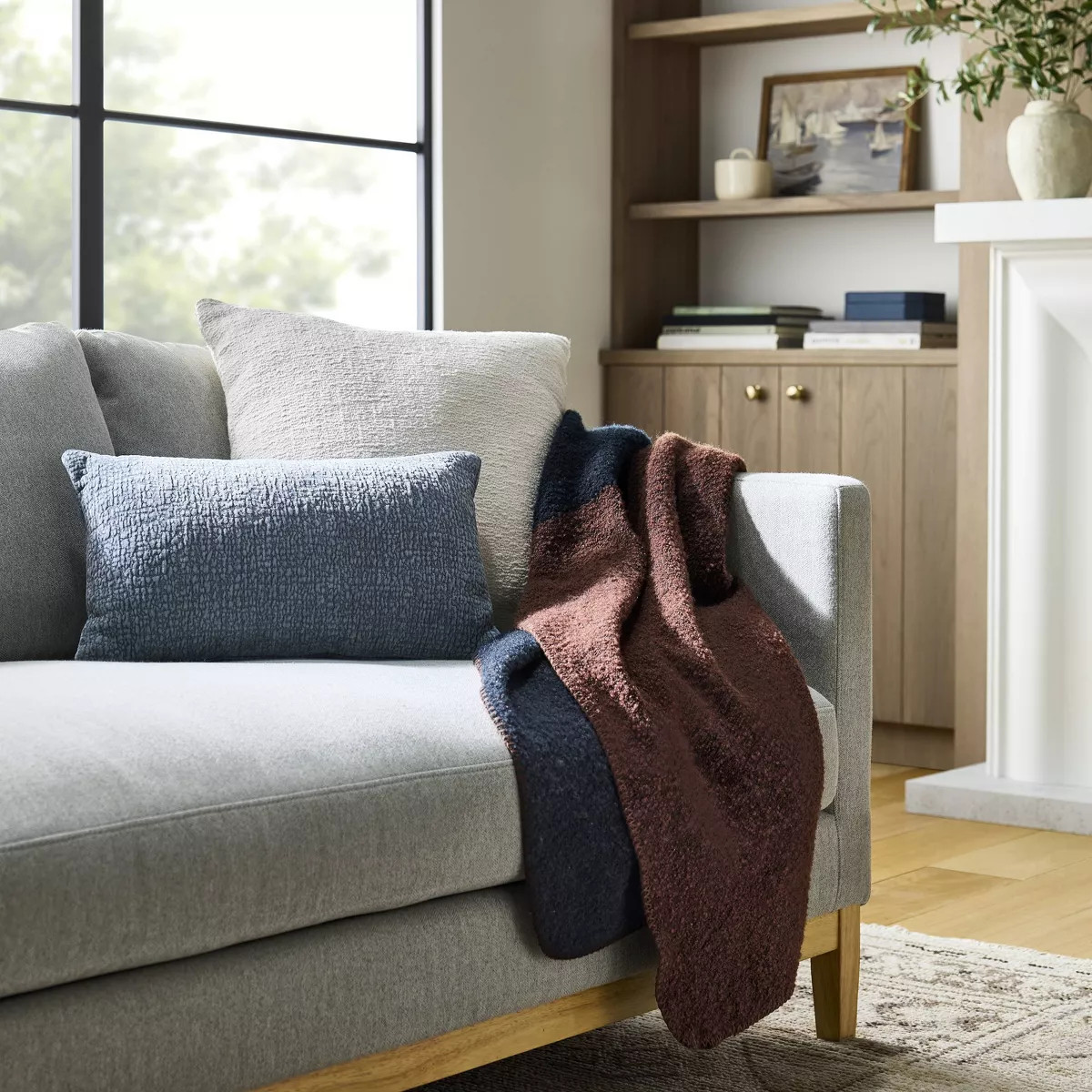 Lumbar Textured Velvet Medium Blue - Threshold™ designed with Studio McGee | Target