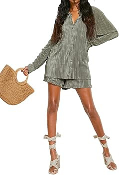 NUFIWI Women Y2K 2 Piece Pants Set Oversized Floral Printed Button Down Shirt High Waist Pants Ou... | Amazon (US)