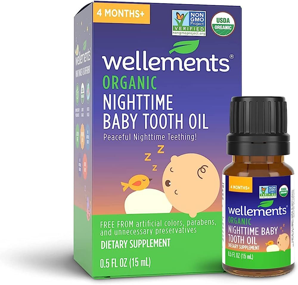 Wellements Organic Nighttime Baby Tooth Oil, Gently Soothes Tiny Gums, Natural Nighttime Teething... | Amazon (US)