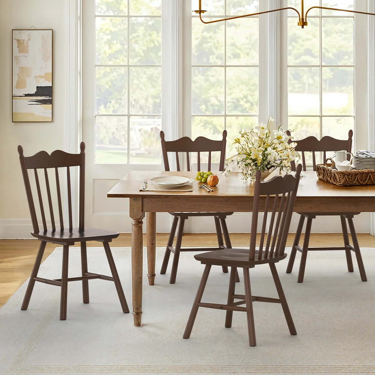 Bring farmhouse charm to your space with this 4-piece set of Windsor style dining chairs. Crafted... | Wayfair North America