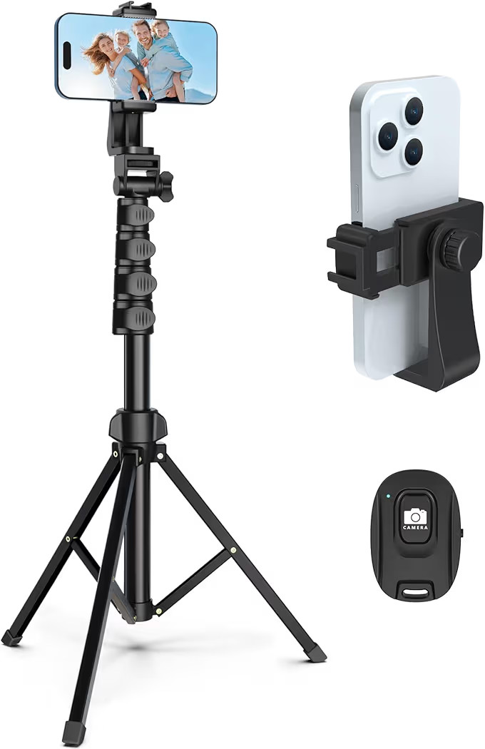64” Tripod for Cell Phone & Camera, Phone Tripod with Remote and Phone Holder, Sturdy & Stable ... | Amazon (US)