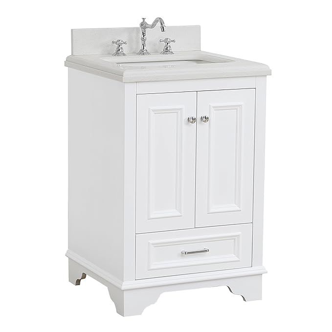 Nantucket 24-inch Bathroom Vanity (Quartz/White): Includes White Cabinet with Soft Close Drawer &... | Amazon (US)