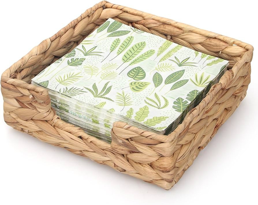 Amazon.com: Gtencemen Square Water Hyacinth Napkin Holder Rattan Napkin Holders for Kitchen Cockt... | Amazon (US)