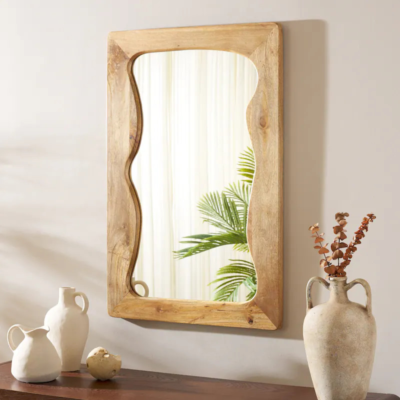 SAFAVIEH Home Melody Vertical Rectangular 24"W x 2"D x 36"H Natural Mango Wood Mirror - 24"W x 2"... | Overstock