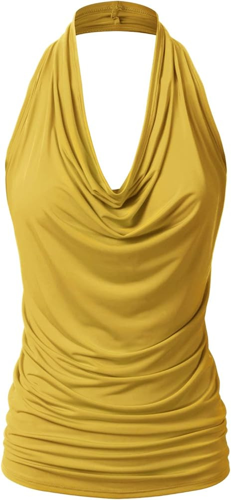 EIMIN Women's Casual Halter Neck Draped Front Sexy Open Back Tank Top (S-3XL) | Amazon (US)