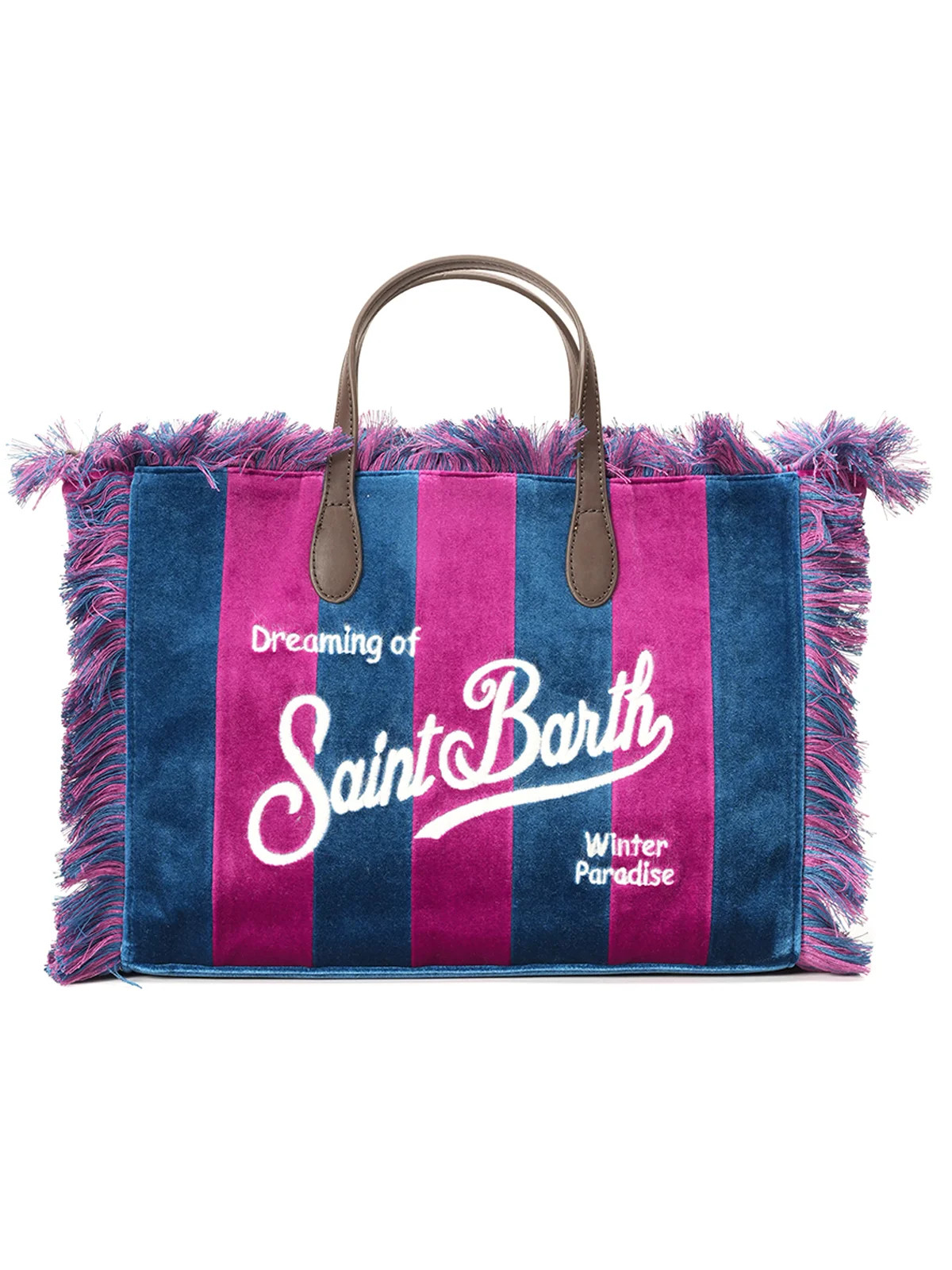 Mc2 Saint Barth Fringed Velvet Striped Colette Handbag | Cettire Global