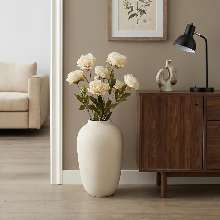 White Floor Vase, Large 20 Inch Tall Decorative Vase for Pampas Grass, Farmhouse Flower Vases, Ru... | Amazon (US)