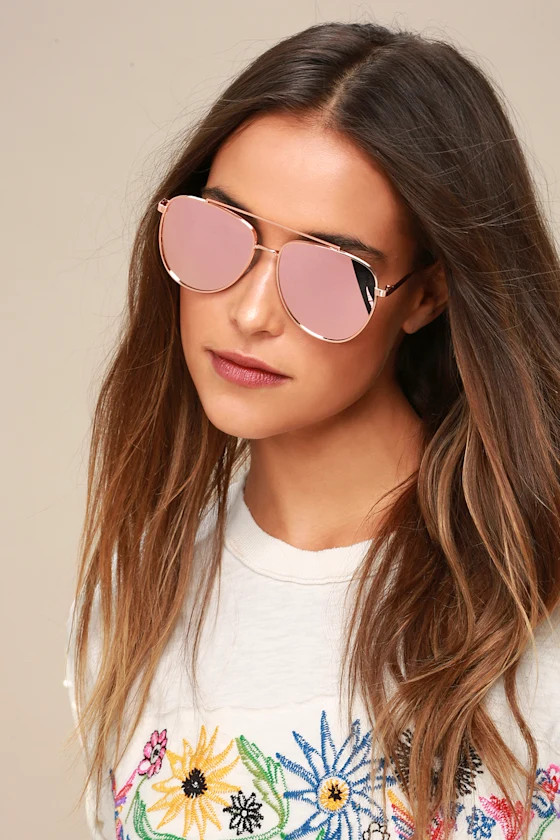 Chiara Rose Gold Mirrored Aviator Sunglasses | Lulus (US)