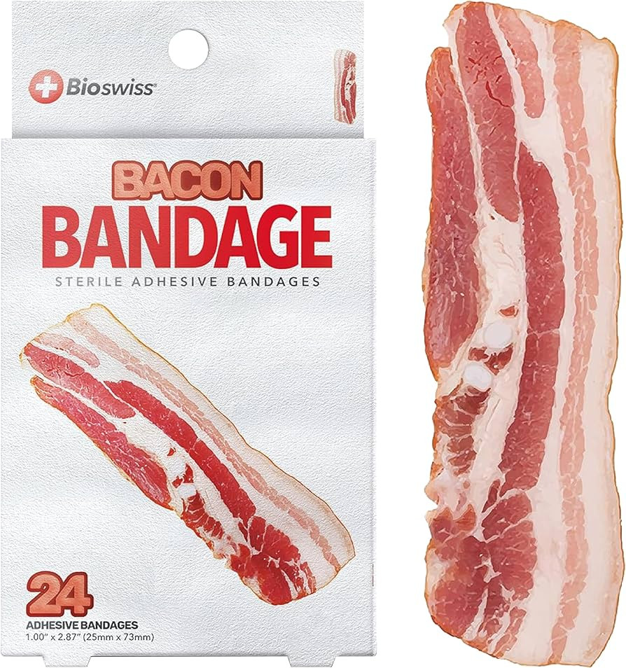 BioSwiss Bandages, Bacon Shaped Self Adhesive Bandages, Latex Free Sterile Wound Care, Fun First ... | Amazon (US)